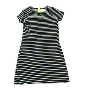 STS Sail to Sable Navy and Chartreuse Striped Short Sleeve Dress S